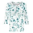 thumbnail image 6 of CYMMPU Loose Fit Tunic Tops 3/4 Sleeve Blouses for Women Dressy Casual Summer Fashion Shirts Floral Pattern Round Neck Spring Tops Lightweight Basic T-Shirts Mint Green M, 6 of 6
