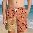 thumbnail image 2 of Boys Shorts Kids Ice Cream Print Soft Stretch Waist Summer Casual Breathable Shorts Orange 11-12 Years, 2 of 5
