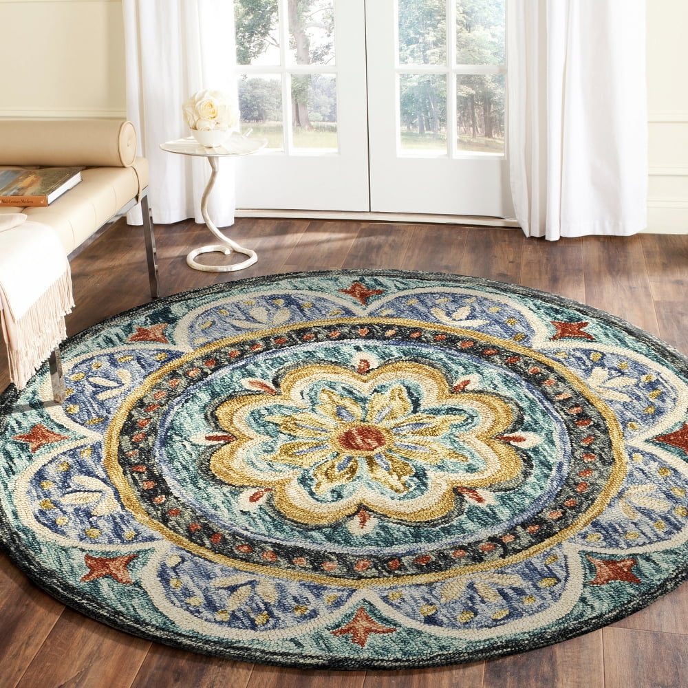 LR Home Dazzle Floral Tufted Wool 4 Feet Round Indoor Area Rug 