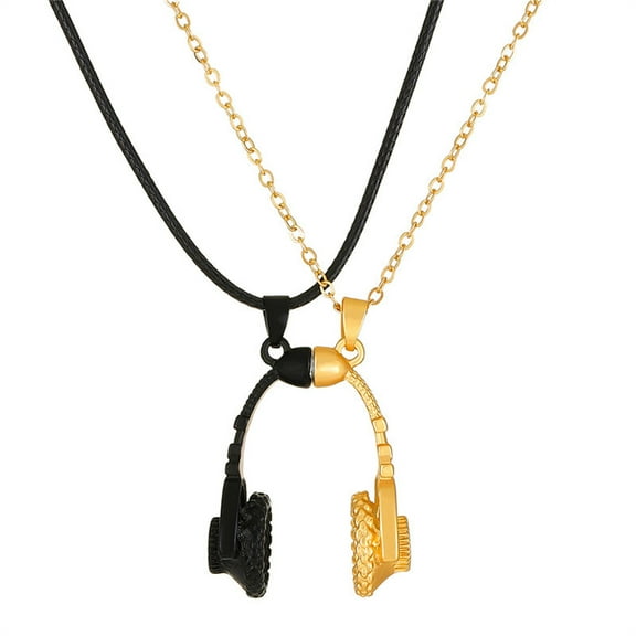 CREATITOY 1 Set Headphone-Shaped Necklace Pair - Unique Design, Fashion Daily Wear Party Gift Accessory for Teens