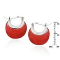 thumbnail image 5 of Chic and Sleek Red Simulated Coral Crescent Moon Sterling Silver Huggie Earrings, 5 of 5