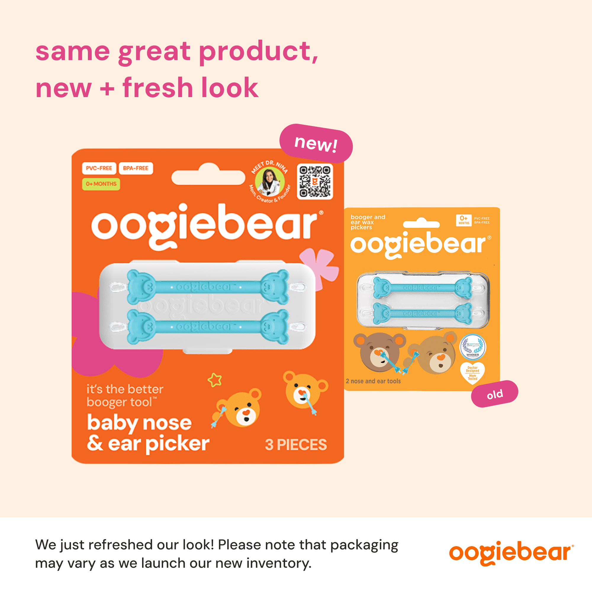 Oogiebear 2 Pack Booger and Ear Wax Picker with Case, Safe For Newborns, Blue