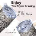 thumbnail image 4 of 20oz Boho Travel Coffee Mug with Lids and Straws, Stainless Steel Insulated Tumbler, Double Wall Vacuum Leakproof Bohemian Design, 4 of 5