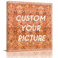 thumbnail image 2 of Boho Orange Wall Art Painting on Canvas, Country Style Bohemian Floral Retro Tribal Canvas Art Home Prints Wall Art Framed Modern Artwork for Living Room Bedroom Wall Decor 8x8in, 2 of 9