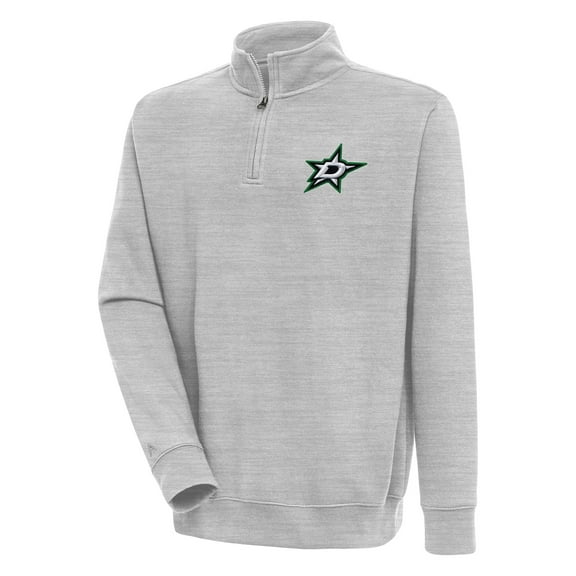 Men's Antigua  Heather Gray Dallas Stars Victory Quarter-Zip Pullover Top