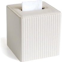 PU Leather Tissue Box Cover, Square Tissue Box Holder with Magnetic Closure, Modern Cube Tissue Covers Tissue Holders for Bathrooms, Ivory,1PC
