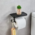thumbnail image 4 of Vintage Carved Floral Toilet Paper Holder with Shelf - Matte Black Aluminum Bathroom Organizer for Bathroom/Vanity (7.24" Phone Shelf, Black Finish), 4 of 4