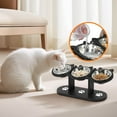 thumbnail image 6 of Height Adjustable Cat Raised Bowls - 3 Stainless Steel Food & Water Bowls With Black Wooden Shelf, Elevated Pet Feeding Station For Indoor Cats, Promote Healthy Eating Habits, 6.3*16.5*6in, 6 of 6