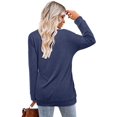 thumbnail image 4 of Womens Tops Color Block Pullover Long Sleeve T Shirts with Pockets Crew Neck Tunic Blouse, 4 of 5