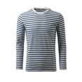 thumbnail image 2 of Unique Bargains Men's Long Sleeve Pullover Top Crew Neck Striped T-Shirts 38 Navy Gray, 2 of 7
