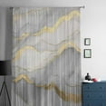 thumbnail image 5 of Marble Grey Semi Sheer Curtains Drapes for Living Room, Bedroom, French Doors Window 63 Inches Long, Modern Gold Luxury Neutral Texture Rod Pocket Chiffon Curtain Drapery Voile Draperies Panel, 5 of 6