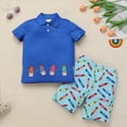 thumbnail image 2 of FYMNSI Toddler Boy Shorts and Polo Shirts Set Back to School Clothes Summer 2-Piece Outfit for Kids 2-3T Blue, 2 of 8