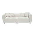 thumbnail image 4 of Miekor Furniture 89 inch Sofa for Living Room, Fashion Sofa with Metal Legs, 3 Seater Sofa, Solid Wood Frame Couch with 4Pillows, for Apartment Office Living Room - White MK8289, 4 of 7