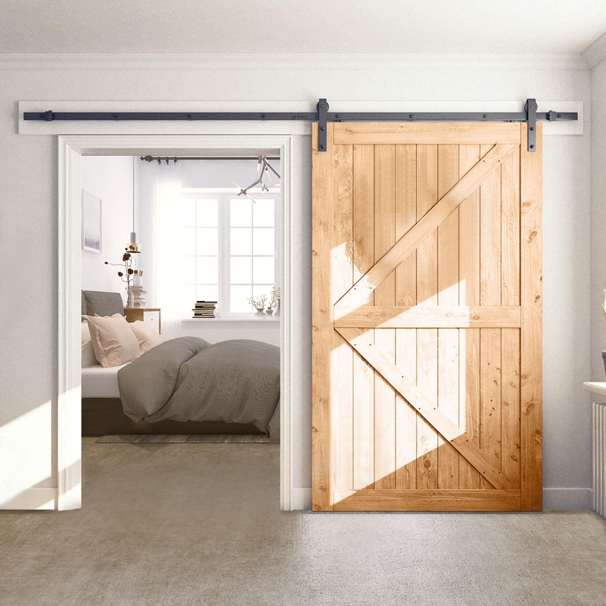 Bronco Hardware 4FT20FT Sliding Barn Wood Door Hardware Kit, Rustic