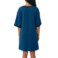 thumbnail image 6 of Gleelaud Womens Nightgowns Short Sleeve Color Block Sleepshirt Sleepwear Casual V Neck Sleep Dress Loungewear Nightshirts Blue, 6 of 8