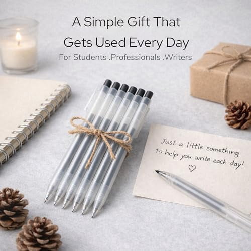 Muji 0.5 mm Pen Smooth Gel Ink Ballpoint Pens - Retractable, Knock Type, Fine Tip, Black Ink - Set of 10 - Gift for Students and Professionals$$Office