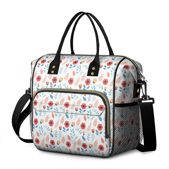 Pioneer Flower Floral Print Pattern Womens Lunch Box for Work,Insulated Large Lunch Bag,Leakproof Adult Lunch Bag for Work,Beach,Travel,Picnic,Camping