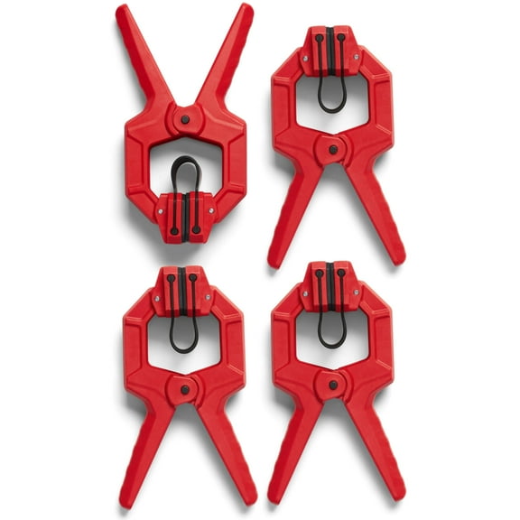BuildSomething Edge Band Spring Clamps - Adjustable Woodworking Tool for Carpentry, Gluing & Assembly - Heavy-Duty Band Clamps with Rubber Pads - Set of 4