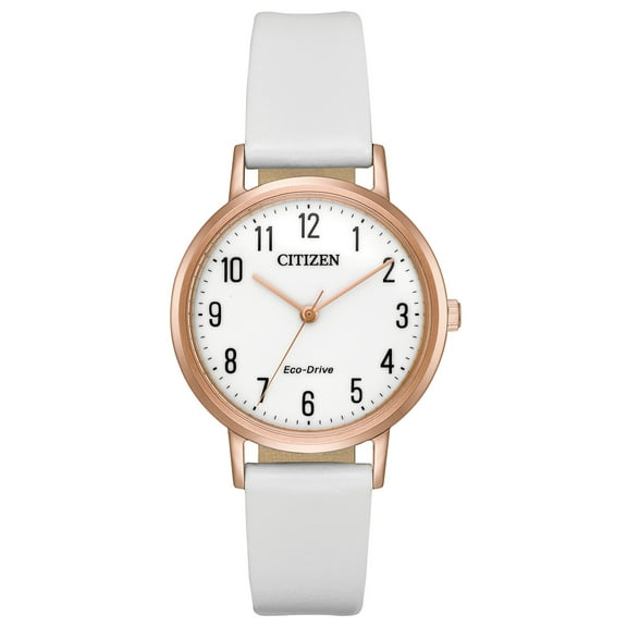 CITIZEN Women's EM0573-02A Chandler Eco-Drive White Dial White Leather Strap Watch
