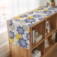 thumbnail image 6 of Table Runners 70 Inches Long Dress Scarves, Geometric Flower Farmhouse Coffee/Dining/Kitchen Table Decor, Holiday Table Runner, Vintage Country Floral Blue Yellow on Linen 13x70 Inch, 6 of 9