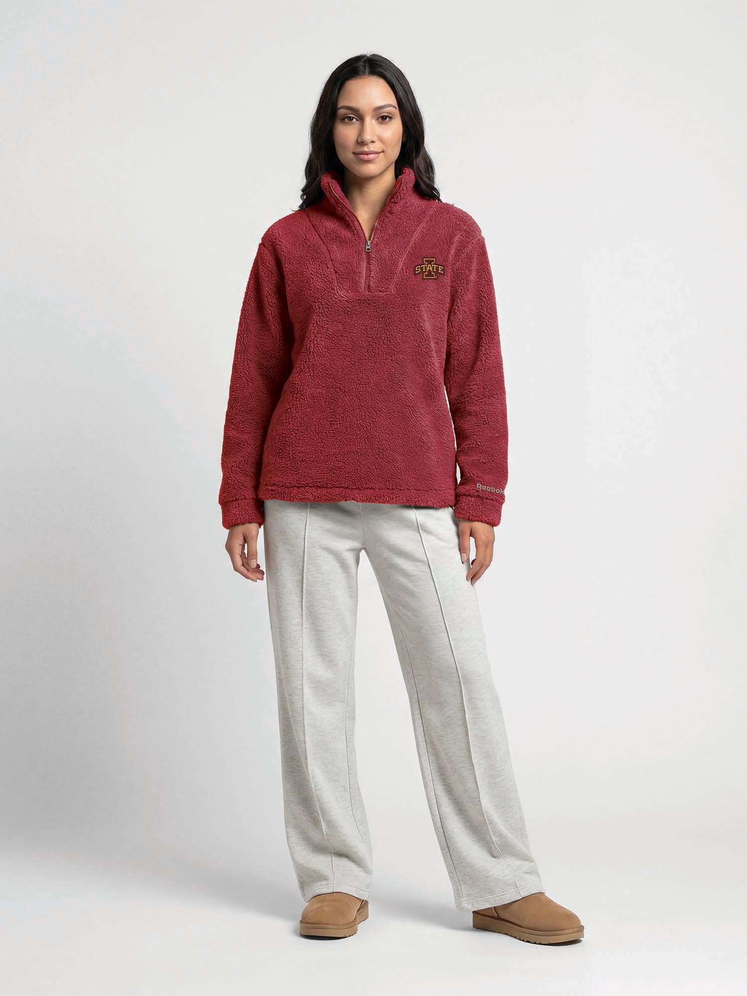 Iowa State Cyclones Reebok Womens Relaxed Fit Qtr Zip Sherpa Pullover