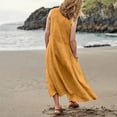 thumbnail image 4 of Cathalem Holiday Dresses for Women Plus Size Womens Summer Dresses Beach Casual Plus Size Sleeveless Loose Flowy Sundresses(Yellow,L), 4 of 6