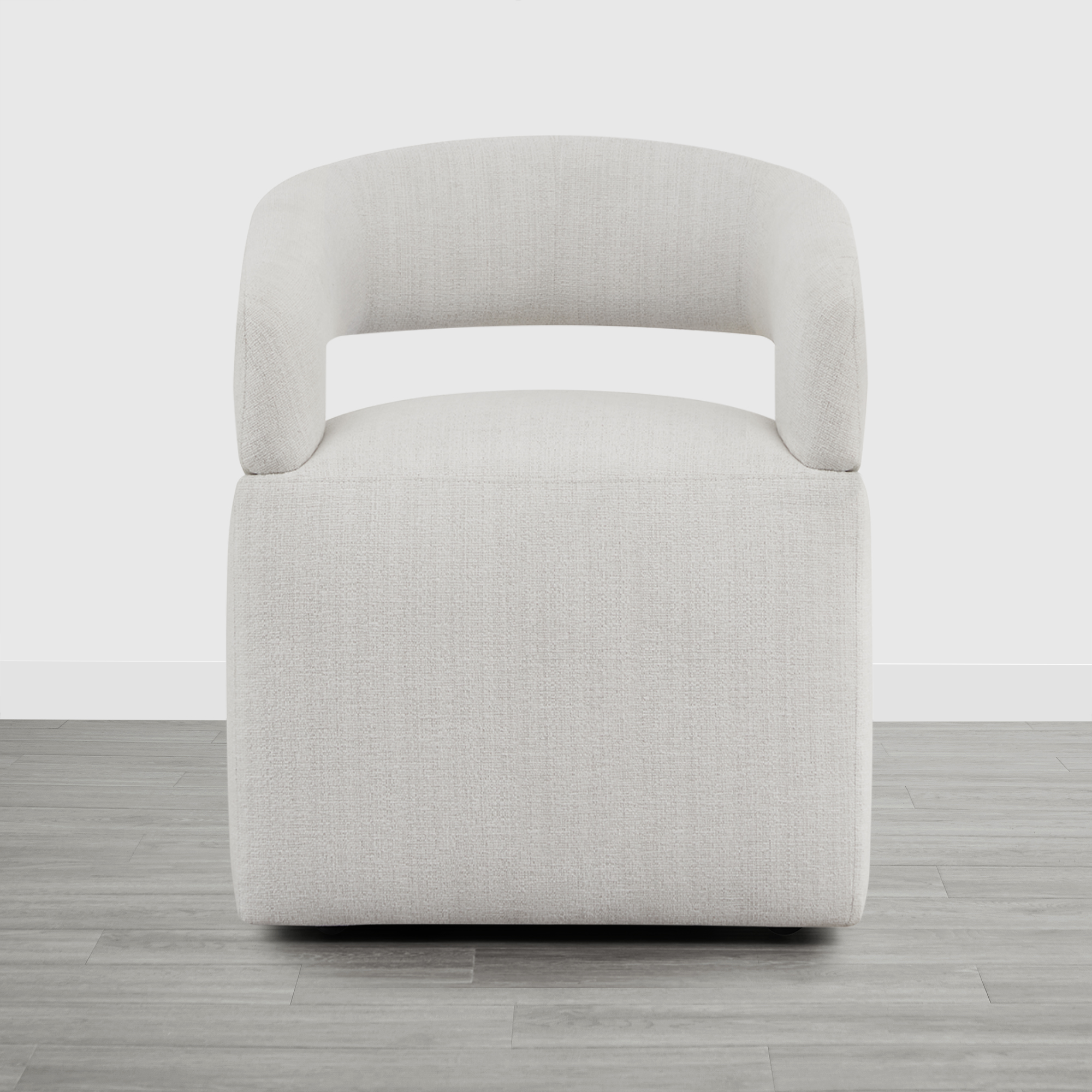 Spruce & Spring Upholstered Dining Chair with Open Back and Hidden Casters, Single, Linen