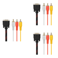 thumbnail image 2 of 3X Adapter Cable, Cable Audio Cable VGA to AV Cable 15 Pin to 3 Audio AV Cable Adapter for HDTV PC DVD,5FT, 2 of 7
