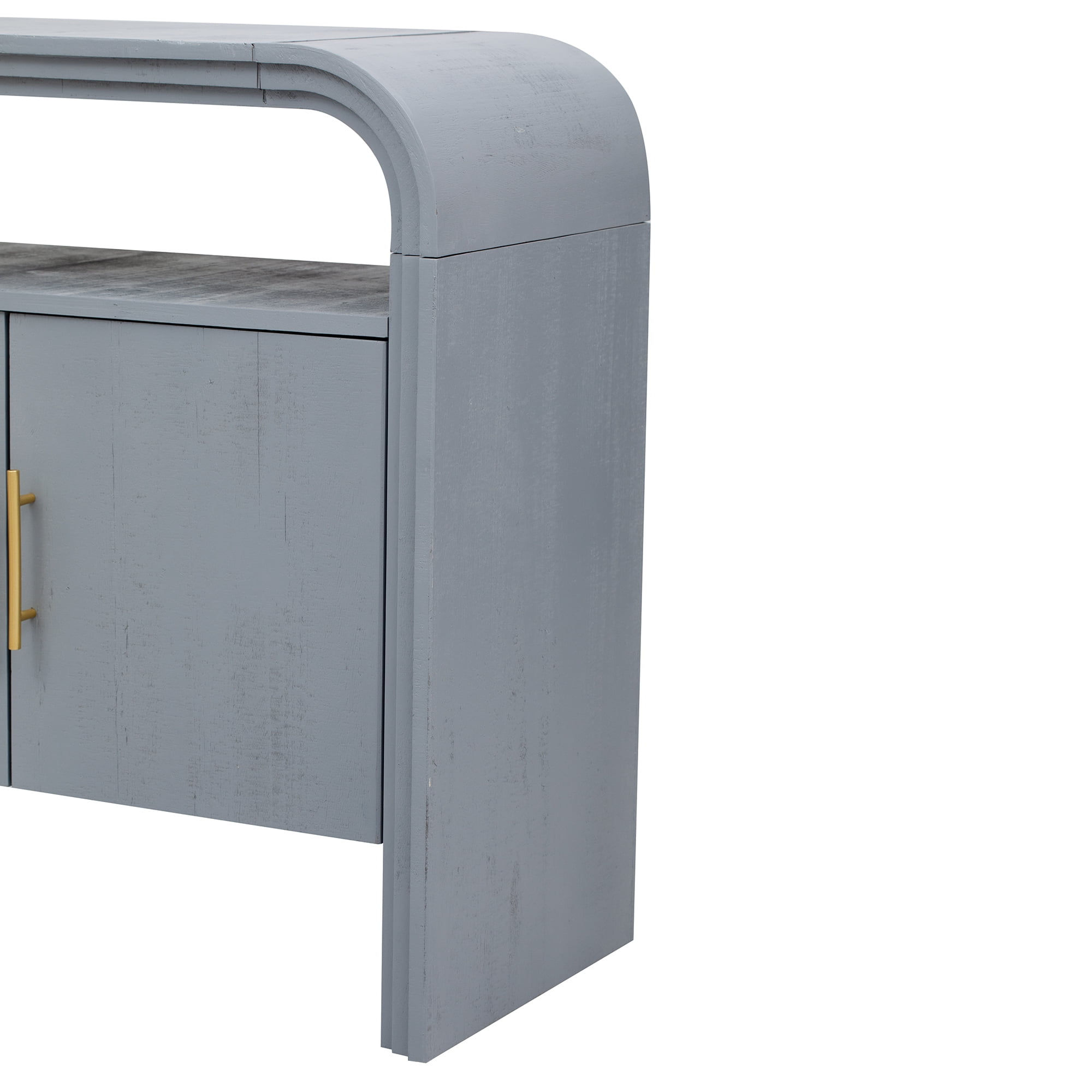 EUROCO 59.8" Long Console Table,Modern Entryway Table with 4 Cabinets,Open Storage Shelf and 4 Doors,Accent Table Behind Couch Table for Living Room/Entryway/Foyer/Hallway,Gray