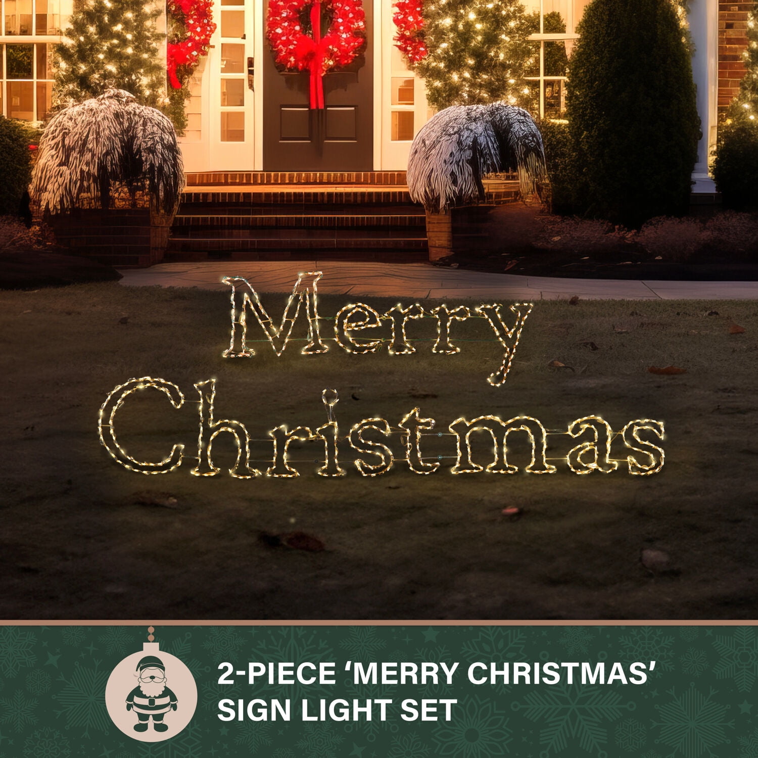 Fraser Hill Farm Christmas Giant Outdoor LED Lights, 2-Piece Merry