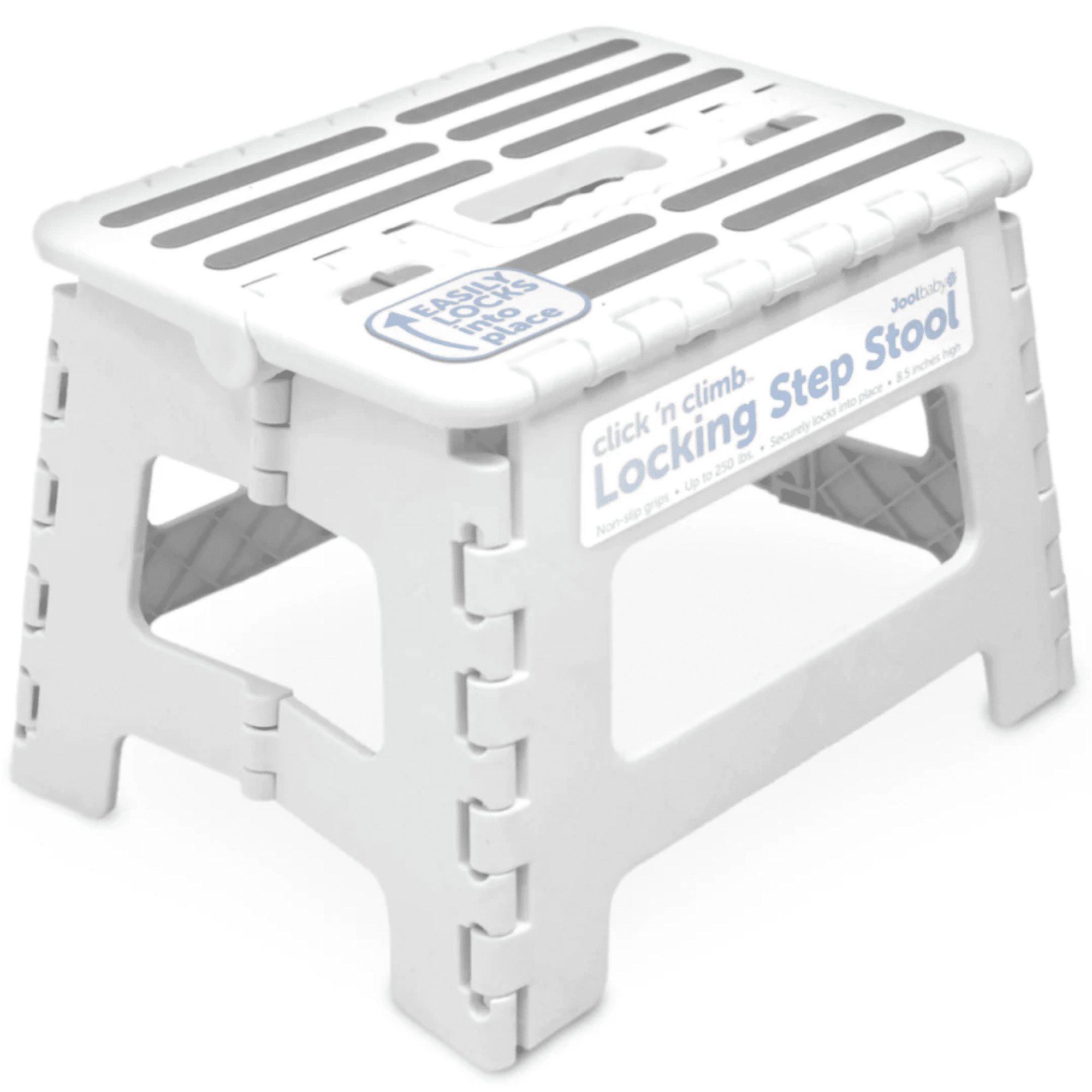 Jool Baby Click N' Climb Locking Folding Step Stool for Kids with Non-Slip Surface and Carry Handle, White