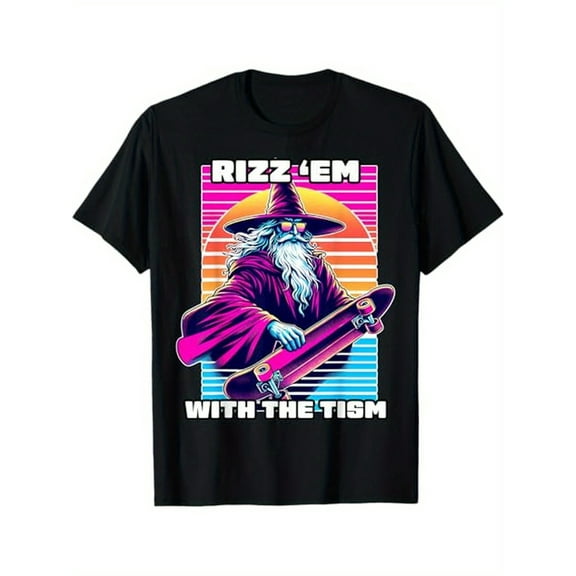 Rizz Em With The Tism Autism Awareness Meme T-Shirt, Black, 100% Cotton, Gift for Men Dad Friends, S-XXXL