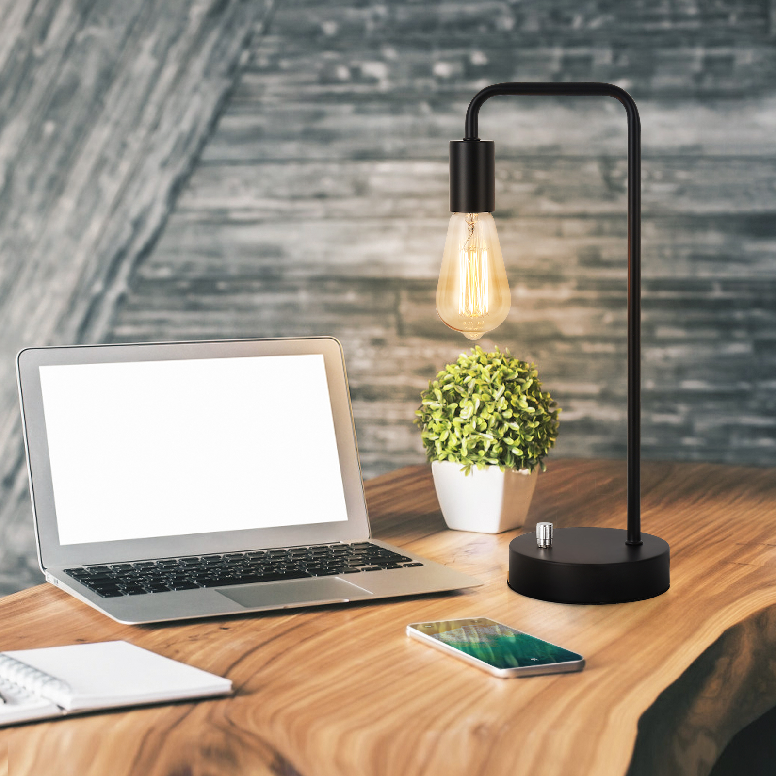 Desk Lamp for Bedroom Bedside lamp, modern lamp for living room Reading office(black)no bulb