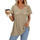 thumbnail image 4 of Vestido Corto de Verano Color Sólido Cerradura Manga Corta Cuello Redondo Top / Camisa Poliéster, Blusa Casual de Moda para la Primavera Y el Verano, 4 of 9