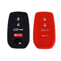 Autobase 2Pc Key Fob Cover, Toyota Camry Venza Hilux Fortuner Highlander Tundra Corolla bZ4X Prius 2019 2020 2021 2022 2023 2024 2025 2026, Black & Red