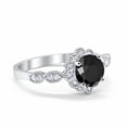 thumbnail image 2 of Floral Art Wedding Bridal Ring Black Cubic Zirconia 925 Sterling Silver size 9, 2 of 3