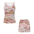 thumbnail image 4 of TSOVTHRID Pink Golden Marble Print Pajama Set for Women Tank Top and Shorts Sleepwear Set Soft Summer 2 Piece Lounge Sets for Women, Size 2XL, 4 of 7