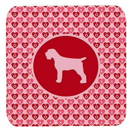 

Wirehair Pointing Griffon Valentine Hearts Foam Coasters - Set 4 3.5 x 3.5 In.