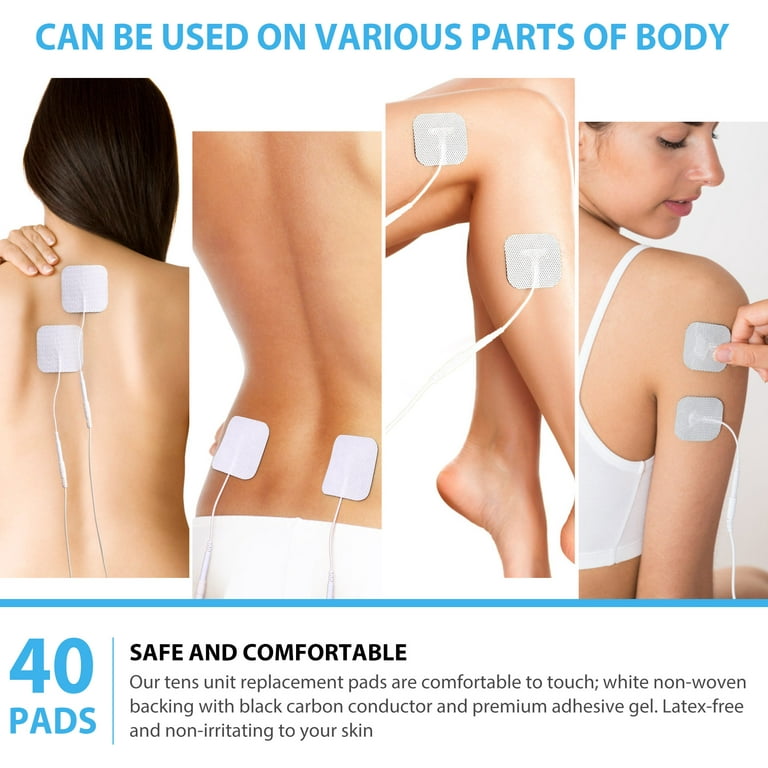 Intensity TENS Unit 2 Square Massage Electrode Pads with 2.0mm Plug  (20-Pack)