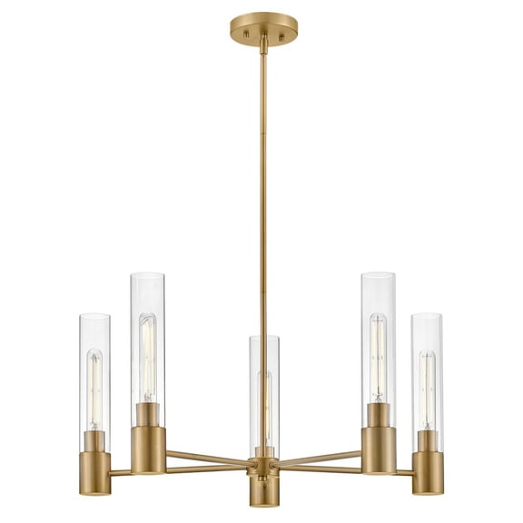 85405LCB Lark Shea - 50W 5 LED Medium Chandelier In Modern Style-13.5 Inches Tall and 28 Inches Wide-Lacquered Brass Finish