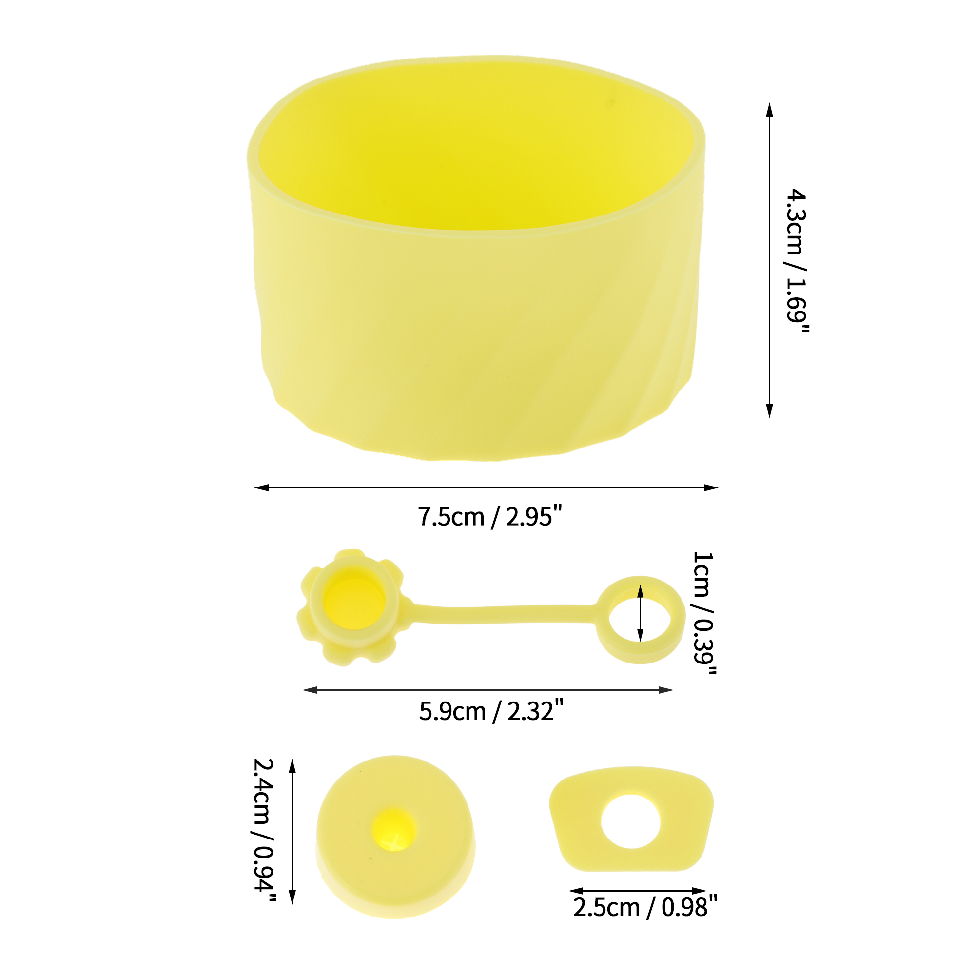 Unique Bargains Cup Sleeve and Straw Plug Set for Cup Accessories Yellow