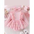 thumbnail image 3 of Suealasg Baby Girls 2Pcs Fall Clothes 3 6 9 12 18 Months Infant Girls Bow Print Long Sleeve Romper Dress + Headband Set 0-18M, 3 of 9