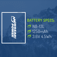 thumbnail image 3 of Wasabi Power Battery for Canon NB-13L (2-Pack), 3 of 5