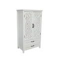 thumbnail image 2 of Demi Bonn 27'' White Accent Tall Tower Storage Cabinet, Rustic 2-Door 2-Drawer Home Organizer, Natural+White, 2 of 7