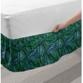 thumbnail image 2 of Banana Leaf Bed Skirt, Hand Drawn Style Botanical Pattern Tropical Foliage in Green and Blue, Elastic Bedskirt Dust Ruffle Wrap Around for Bedding Decor, 4 Sizes, Jade Green Pale Blue, by Ambesonne, 2 of 2