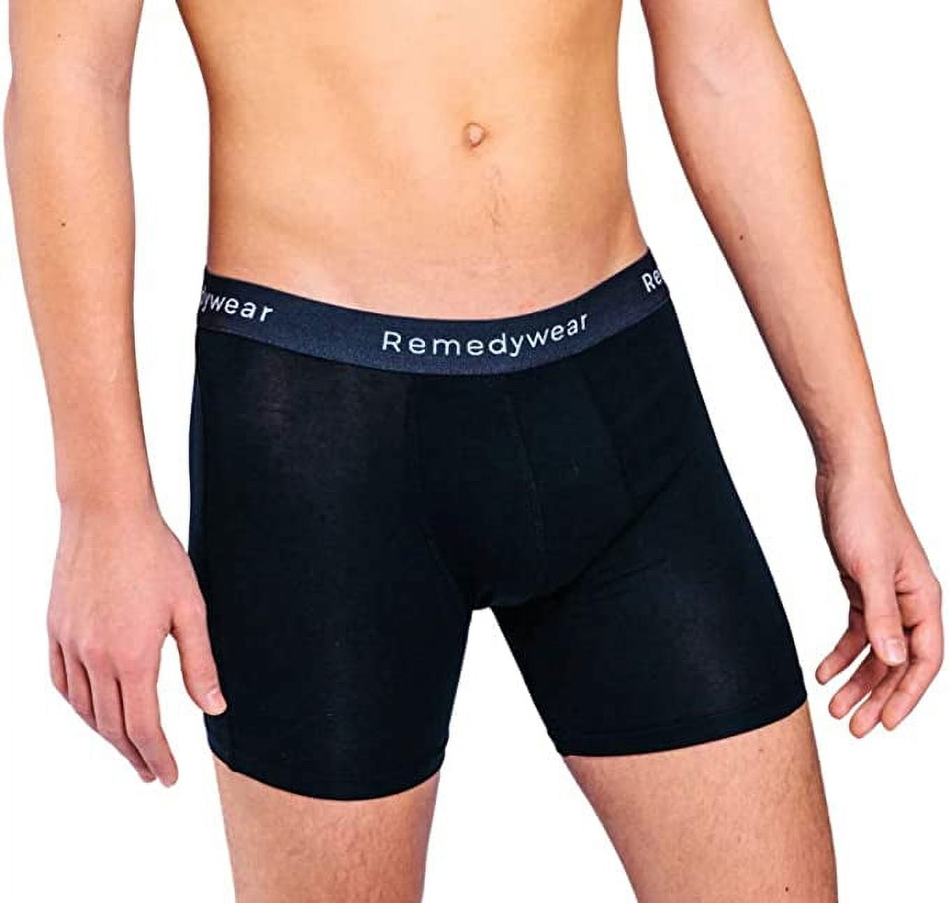 Remedywear Men's Boxer Briefs, Jock Itch, Allergy, Eczema Relief Underwear  with Soothing Fibers, TENCEL and Zinc (Black, Medium)