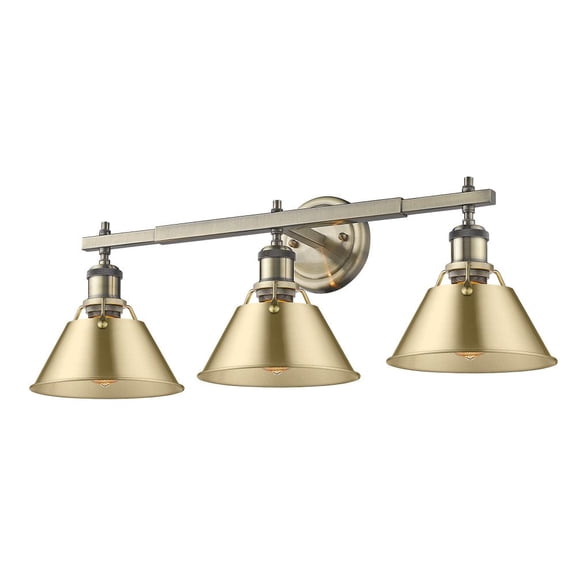 Orwell 3-Light Vanity Light in Aged Brass with Brushed Champagne Bronze