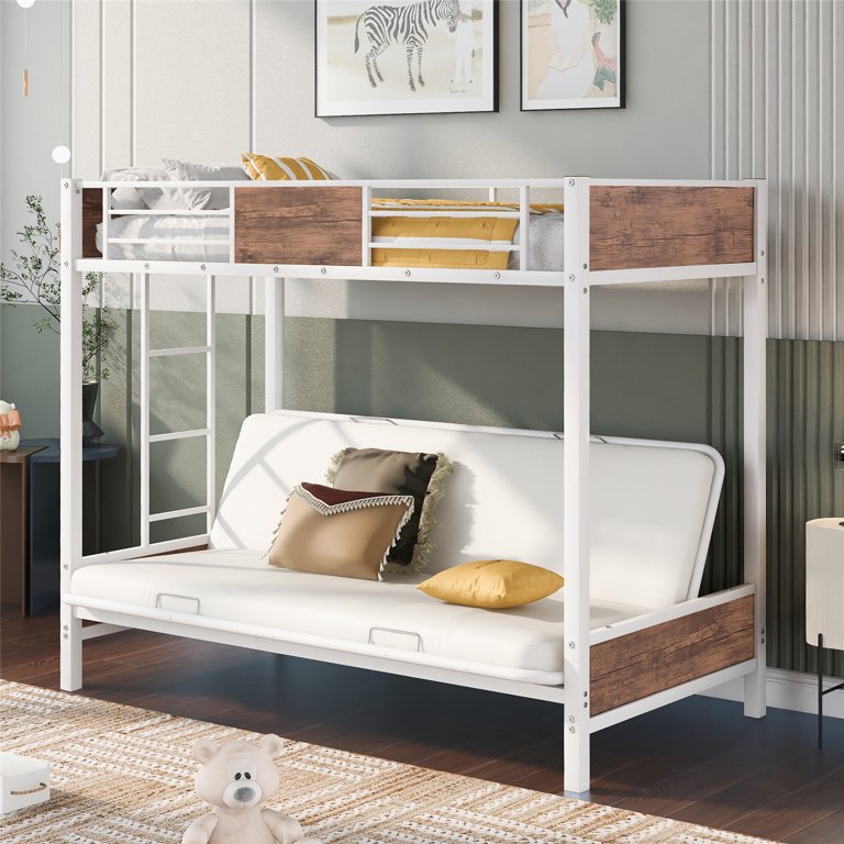Metal bunk bed with futon on bottom discount