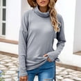 thumbnail image 3 of OKBOP Silk Tank Tops For Women,Fashion Solid Color High Collar Long Sleeves Socket Sweater Long Sleeve Blouses For Women Crewneck Sweatshirt Women, 3 of 8