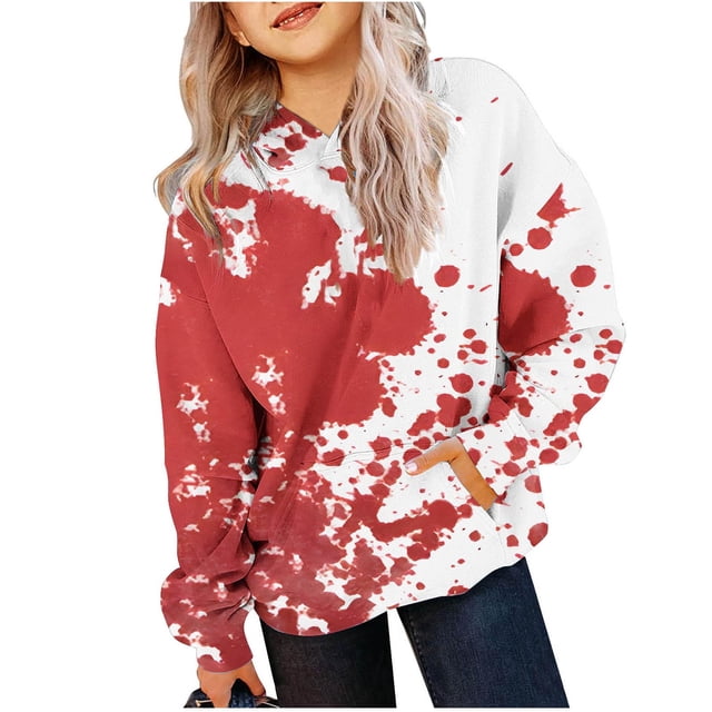 Chandail à Capuchon pour Garçons - Motif à Manches Longues pour Enfants Imprimé Halloween Sweat à Capuche Imprimé pour Garçons et Filles 2 Ans Rouge